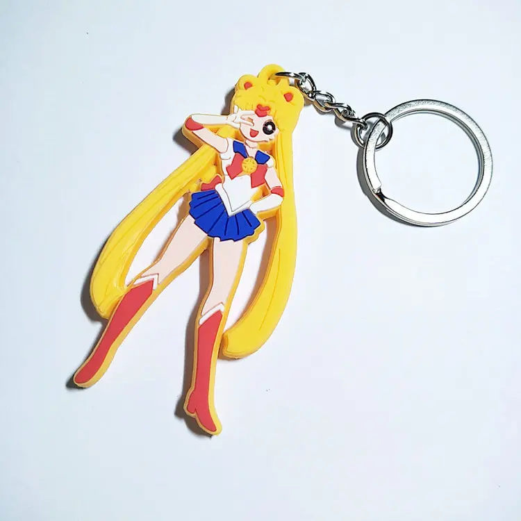 Bonito Sailor Moon dibujos PVC llavero mercurio Marte Júpiter moda cute silicona para llaves regalo pendiente de la joyería del bolso