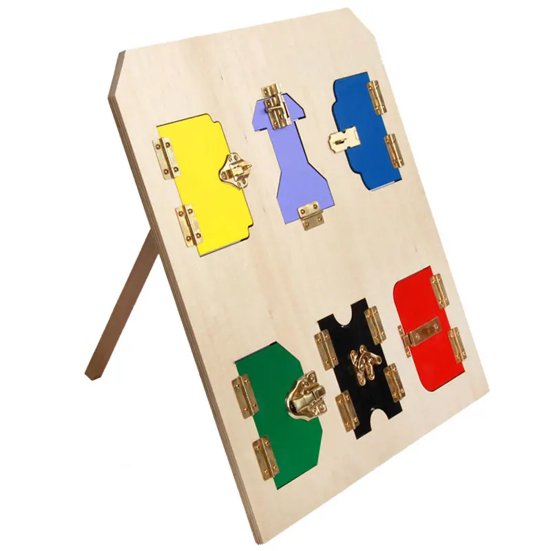 Wooden Montessori Toys For Children Educational Montessori Lock Board ...