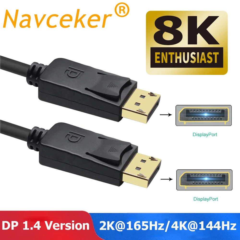 

2019 Displayport 1.4 Cable 1.4V Video Audio DP 1.4 To DP 1.4 Cable 1080P 4K 8K 60Hz DP 1.4 Cable For HDTV Projector Displayport