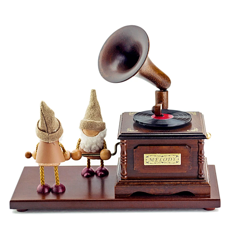 

Graphophone wood music box gramphone music box will doll birthday gift home decoration