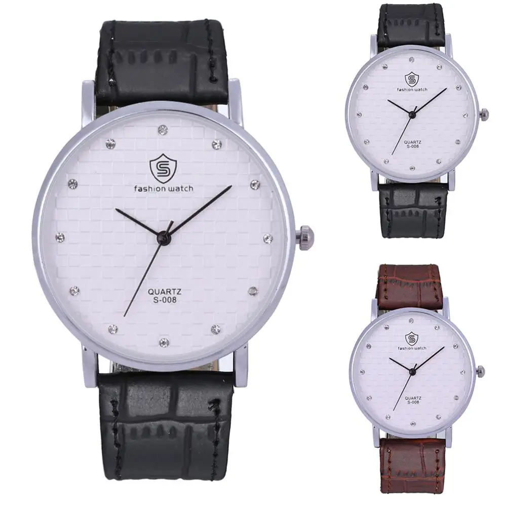 

New Casual Men Big Round Dial Faux Leather Strap Band Analog Quartz Wrist Watch