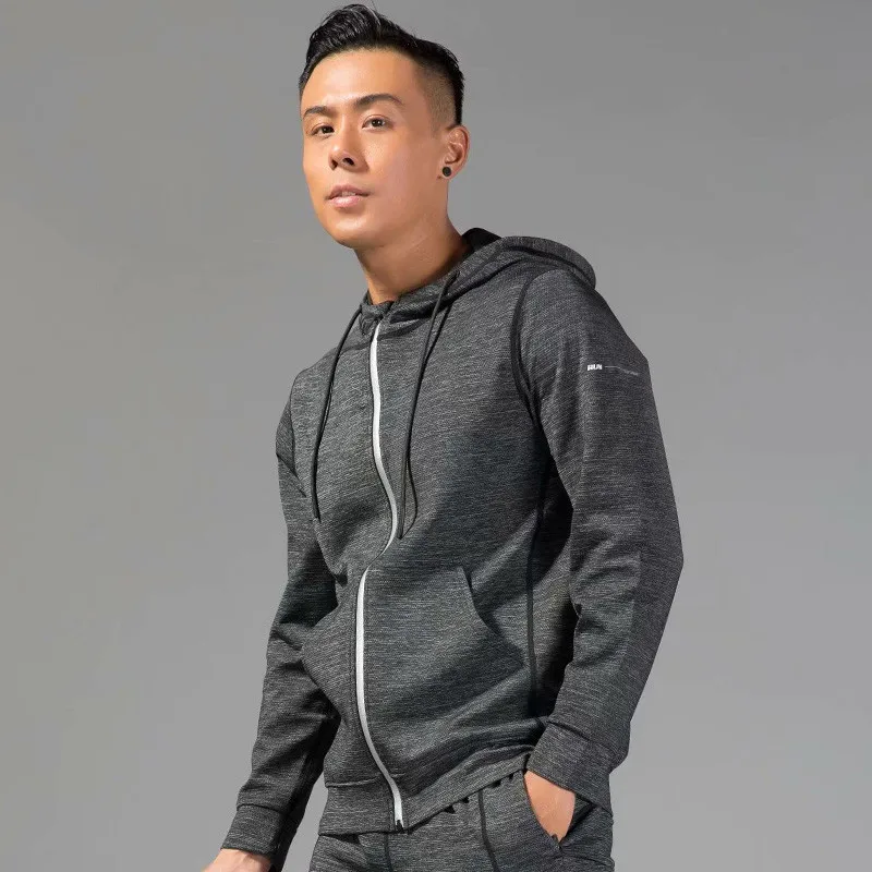

Men Running Jacket Fitness Outdoor Sport Jacket Coat Football Soccer Training Hoodies Sweatshirt Sportswear Full Zipper Hooded