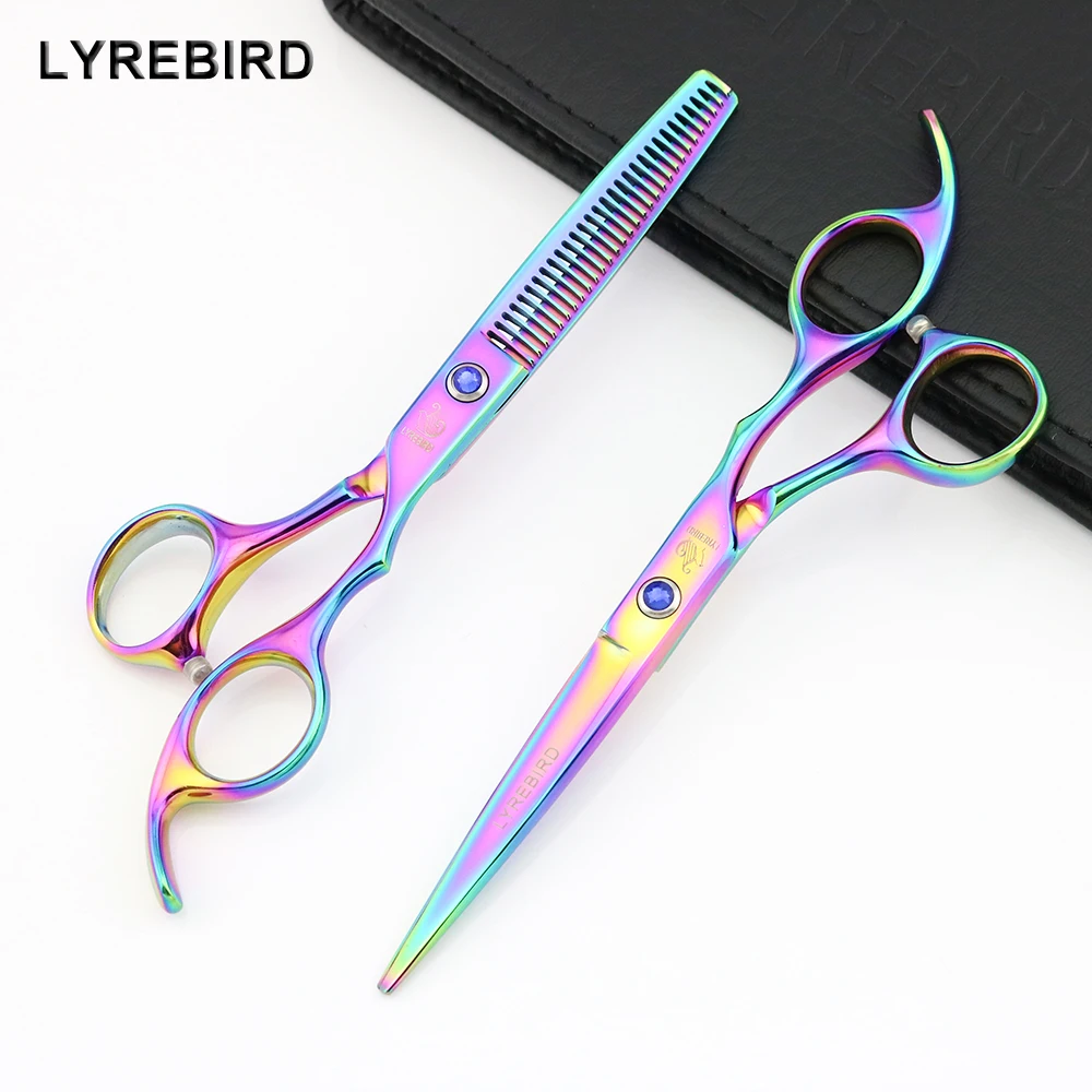 Lyrebird Japan Hair scissors hairdressing scissors 5 5 INCH Hair shears Hair cutting scissors Rainbow Golden