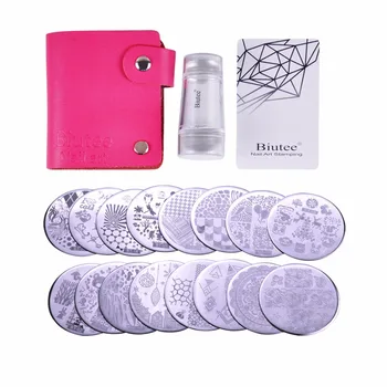 

Biutee Nail Template Stamp Plates Set Image Nails Art Stamping Plate Scraper Stamper Set Leaves Flowers Animal