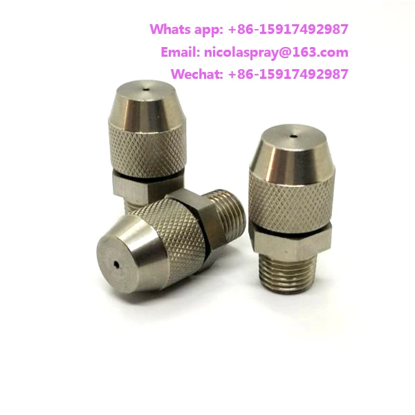 Stainless steel fog spray nozzle for fog cannon,adjustable solid cone atomizing nozzle, humidification dusting water mist nozzle