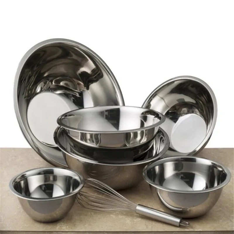 FineDine Stainless Steel Mixing Bowls (Set of 6) - Easy to Clean, Nesting Bowls for Space Saving Storage, Great for Cooking, Baking, Prepping