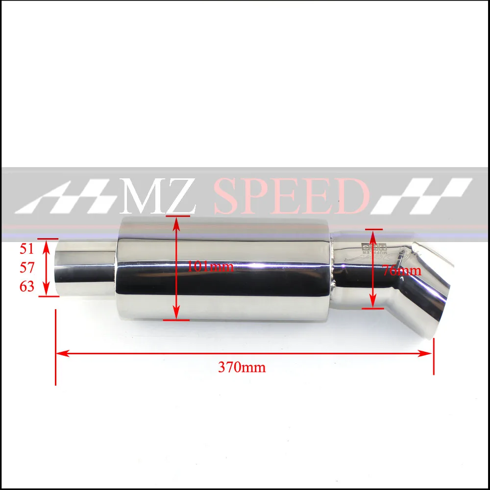 Автомобильный глушитель наконечник выхлопной трубы из полированной нержавеющей стали сжиженный наконечник и глушитель 2,2" на входе до 89 мм выпускной наконечник глушителя - Цвет: 57mm