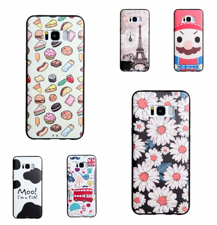 Cute Cartoon Case For Samsung S8+ Case Phone Back Cover 3D Relief Print Soft TPU Silicone For ...