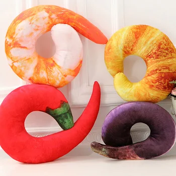 

Shrimp Neck Pillow Funny U Shape Pillow Creative Shrimp Meat Neck pillow Noon Break Cushion Gifts for Kids Adults Home Decor