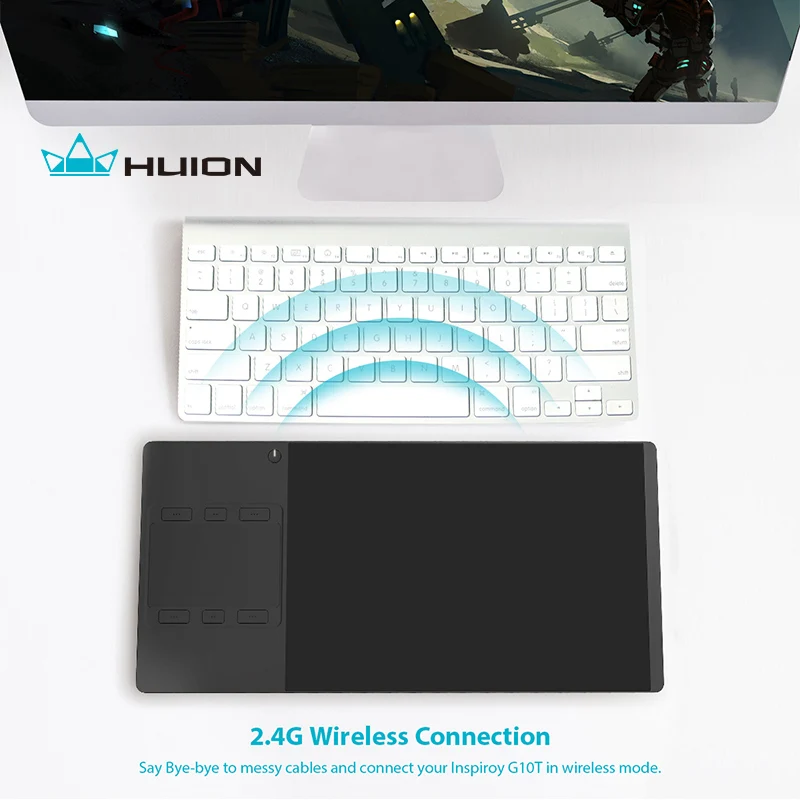  Huion G10T tableta de dibujo de gráficos inalámbricos con función táctil de dedo tabletas de pluma 