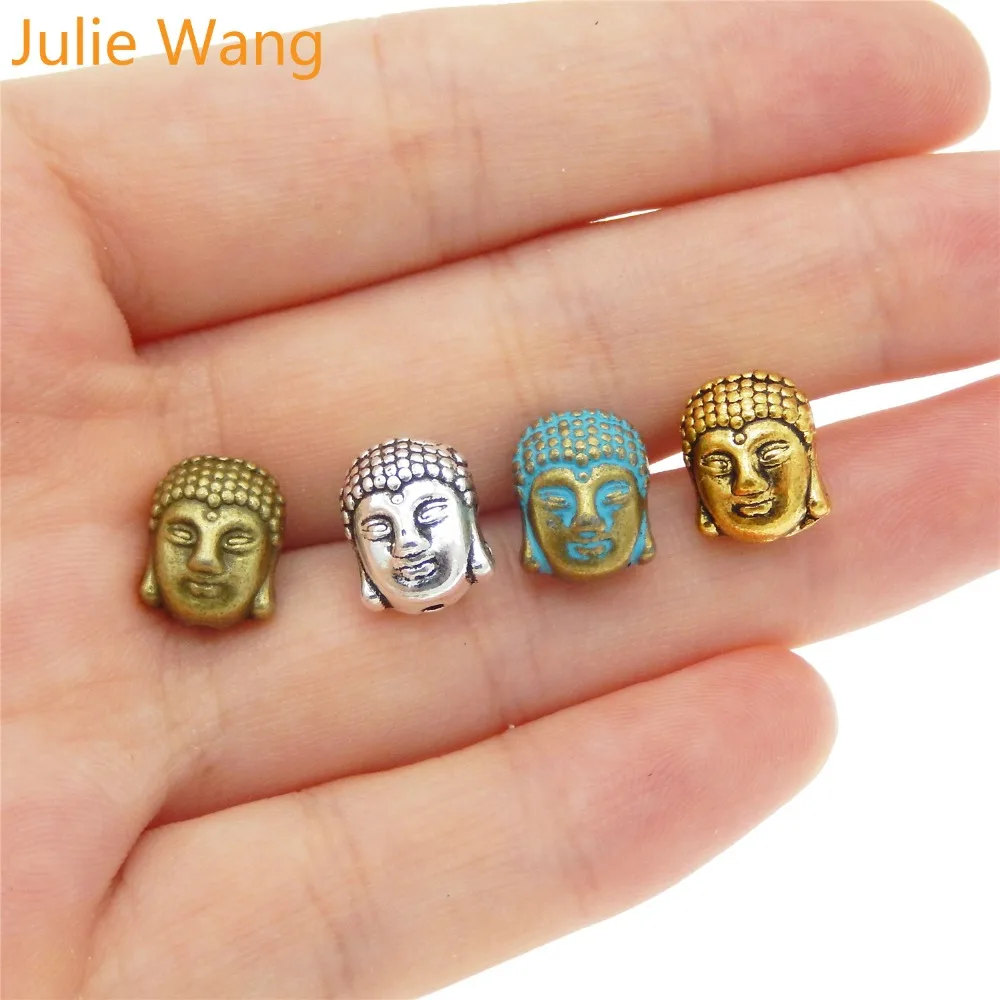 

Julie Wang 5/10/20 PCS Buddha Head Beads Bracelet Alloy Separated Beads Charms Necklace Pendant Anklet Jewelry Making Accessory