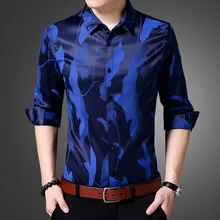 Высокое качество осень Для мужчин Цвет Печати Смарт Бизнес рубашки мужской классический Повседневное с длинным рукавом рубашки Vestidos Для мужчин ZG17051