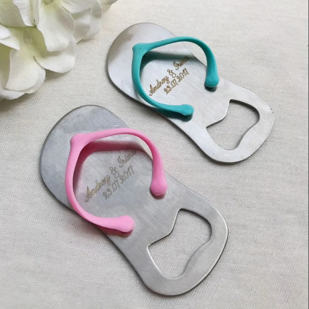 50pcs Personalized Sandal Slipper Beer Bottle Opener Wedding Favors