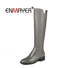 ENMAYER Women Ankle boots Round Toe Square Heel Knee High Boots Lady Fashion Zipper Botas Mujer Big Size 34-42 Winter CR1732 ENMAYER Women Ankle boots Round Toe Square Heel Knee High Boots Lady Fashion Zipper Botas Mujer Big Size 34-42 Winter CR1732