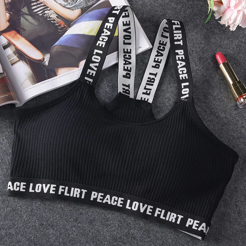 Letter Sports Bra Top Push Up Fitness Running Yoga Bra Underwear Cotton Sport Tops For Women Gym Wear Solid Women Sportswear