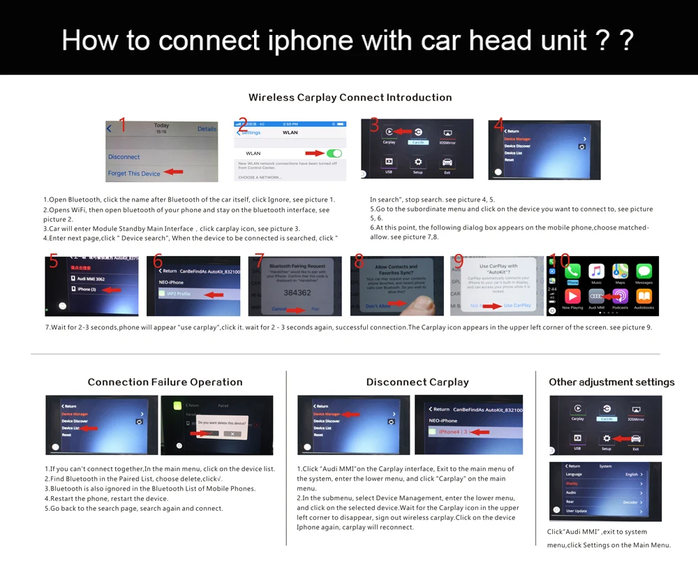 Carlinkit беспроводной CarPlay, для Audi A4 A5 S5 Q5 Withount MMI 3g/3g+ muItimedia интерфейс CarPlay и Android авто комплект модернизации