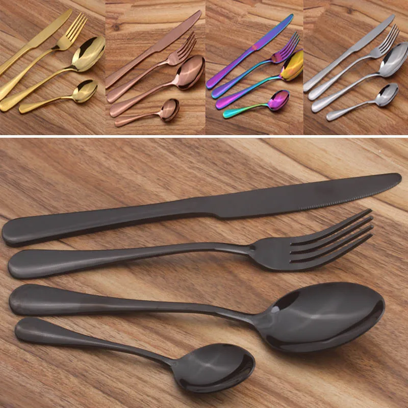 

1pc/ 4pcs Dinner Wedding Travel Cutlery Spoon Stainless Steel Fork Scoops Silverware Set YS-BUY