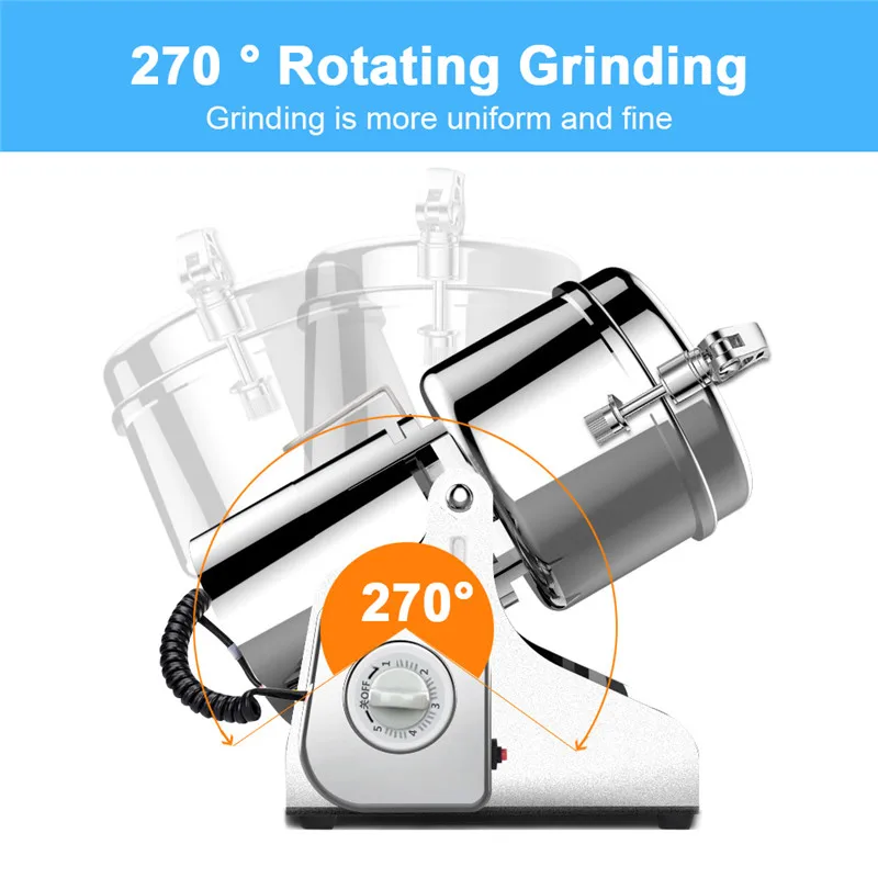 1000g Swing Type Electric Grains Stainless Steel Dry Food Grinder Mill Grinding Machine High Speed Intelligent Home Crusher (8)