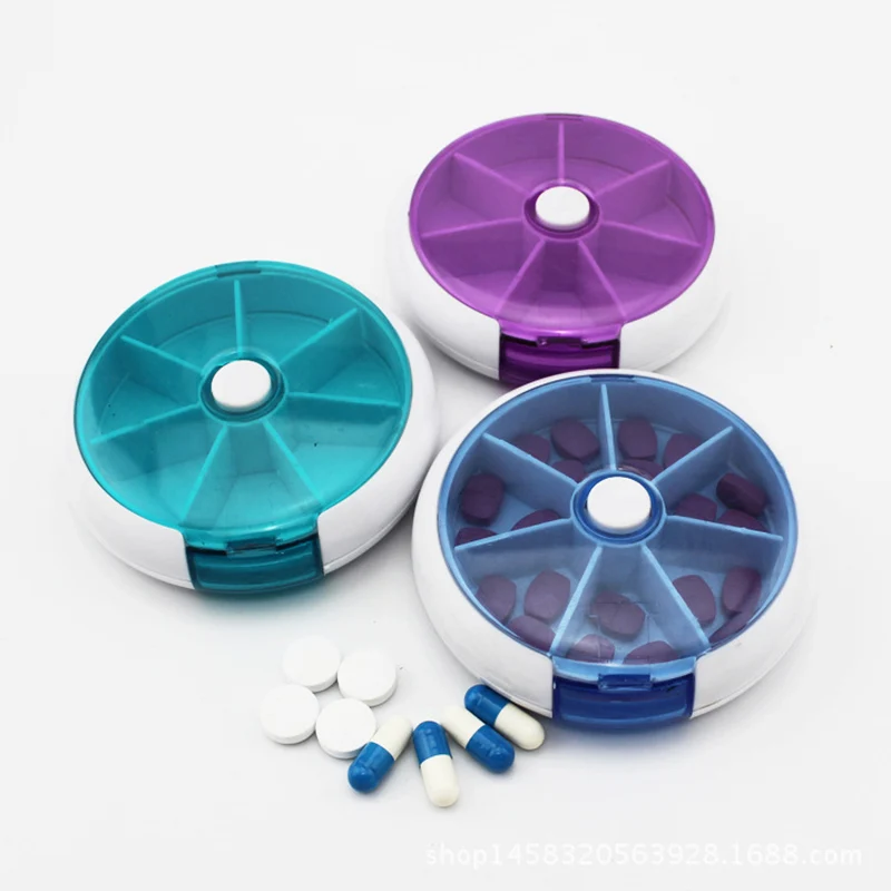 

Pill Storage Box Medicine Case 7 Day Organizer Round Shape Portable For Travel RJ99