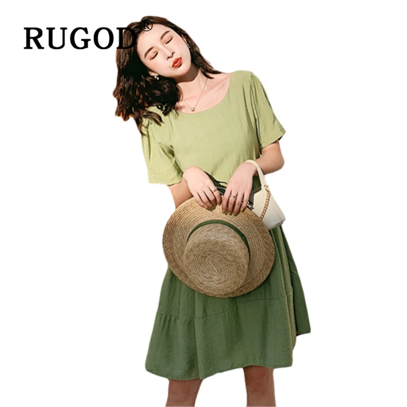 Женское платье с открытой спиной RUGOD корейское однотонное большим бантом на
