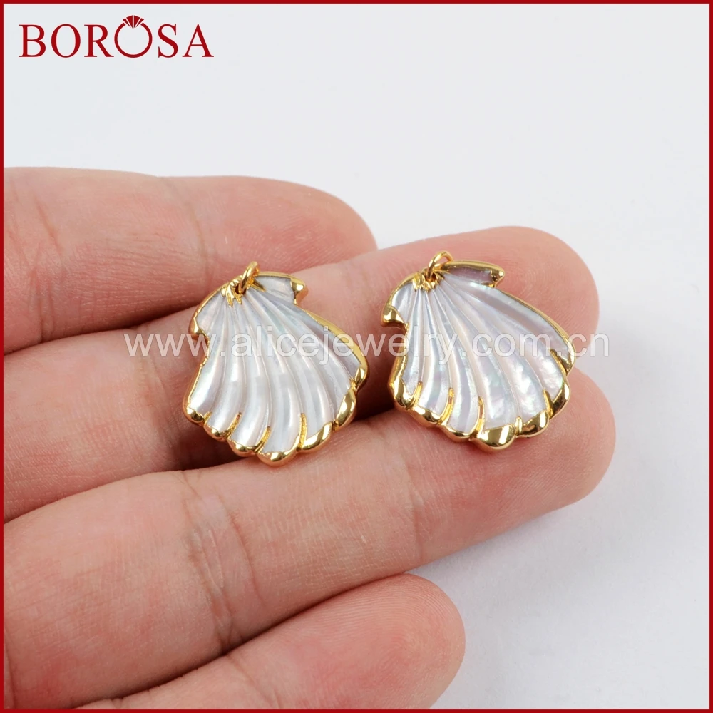 BOROSA 10 шт. Новое поступление натуральный золотой цвет Гребешок белый корпус Шарм