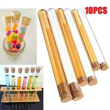 

Professional 10pcs Chemistry Labware Glass Teaching Tube&Stopper Cork Kit