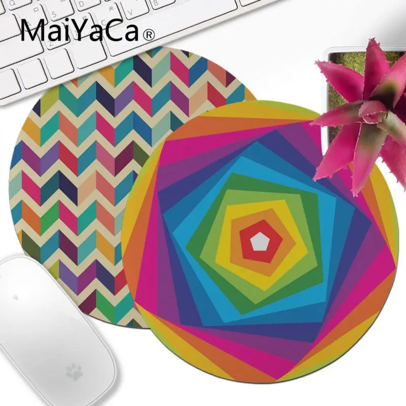 MaiYaCa Радужный светильник маленький круглый коврик для мыши компьютерный ПК аниме