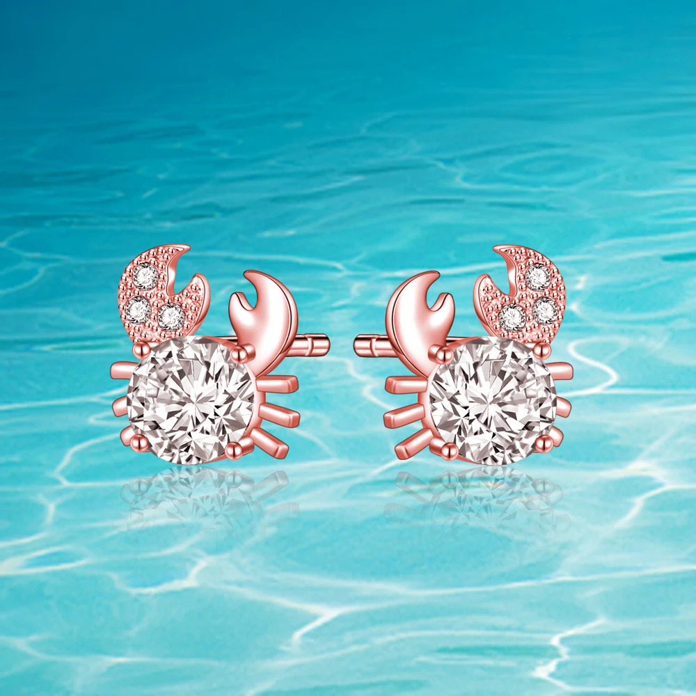 

Mini Small Golden Animal Ear Stud Earrings 925 Sterling Silver Cute Crab Small Ear Studs For Women Girl Fashion Jewelry