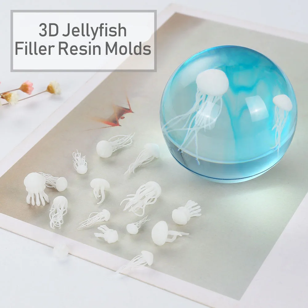 

3PC/set Mix Style Crystal Epoxy Mini Ocean Jellyfish Modeling Epoxy Mold DIY Crafts Filling Supplies UV Accessories Decoration