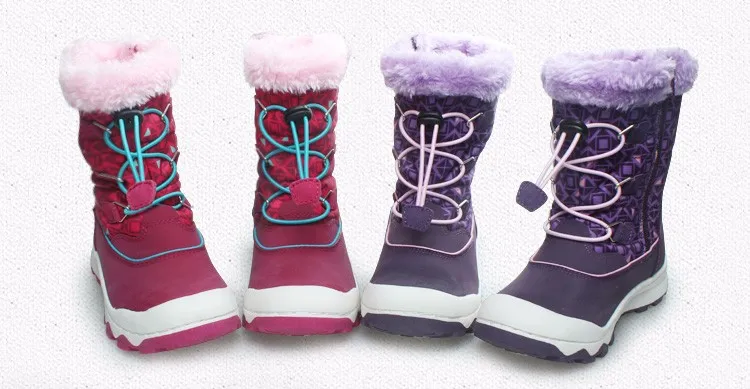 UOVO/новейшие детские ботинки; водонепроницаемые ботинки для девочек; теплые детские зимние ботинки на молнии и шнуровке; спортивные ботинки для девочек с нескользящей подошвой; AAAA