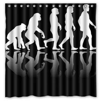 

180x180cm New Arrival Waterproof Fabric Theory of Evolution Design Bathroom Shower Curtain Polyester Bath Curtain