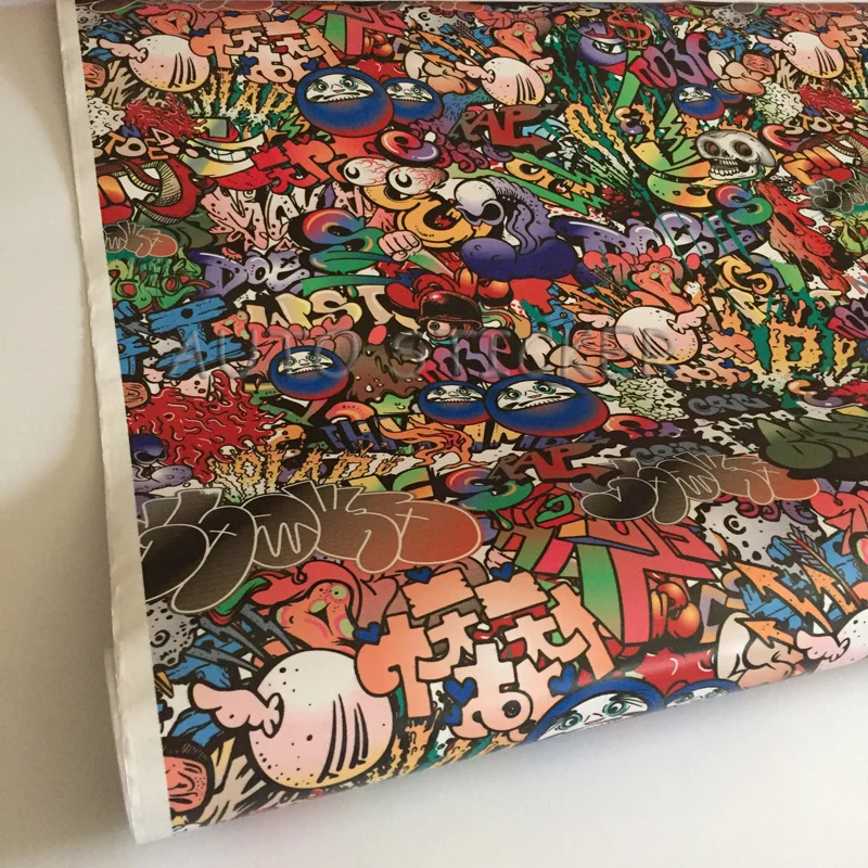 Cartoon skull sticker bomb car vinyl wraps 6