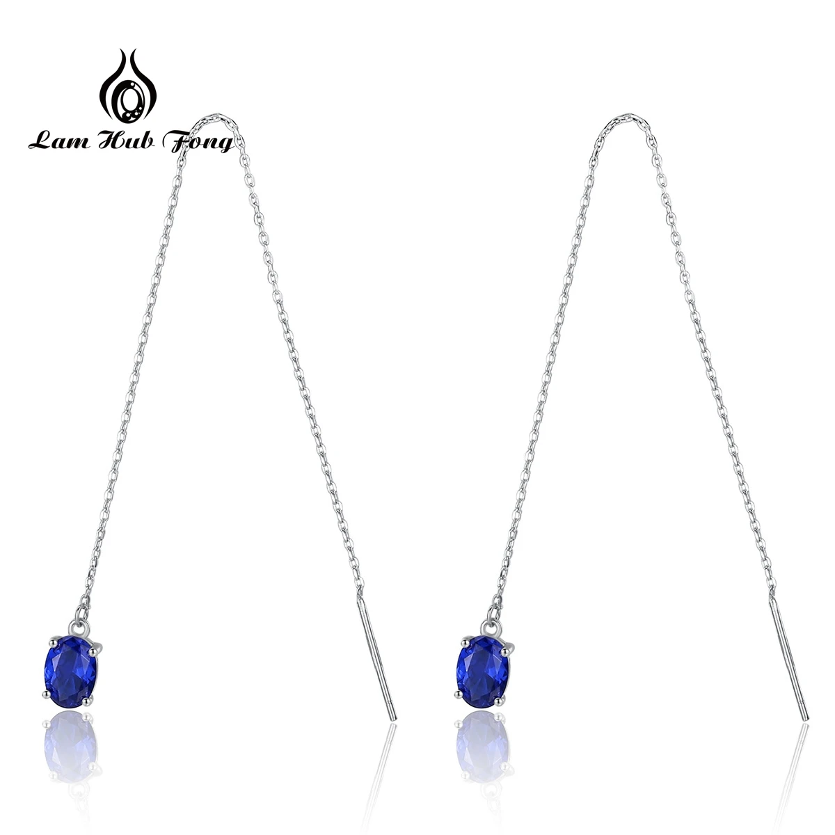 

Simple Fashion Earrings Ear Line 925 Sterling Silver Sapphire Stone Fashion Jewelry Simple Wild Anti-allergic Female Earrings