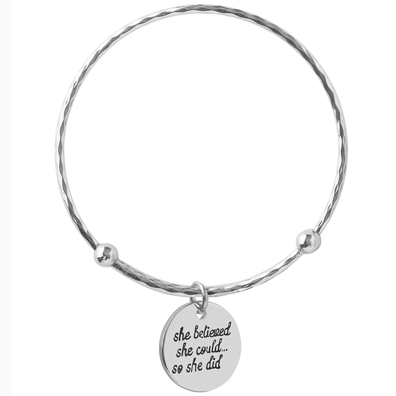

Initial Letter Bracelets & Bangles Gravure Charm Silver Color Expandable Wire Adjustable Tiffan Jewelry Female For Women Gifts