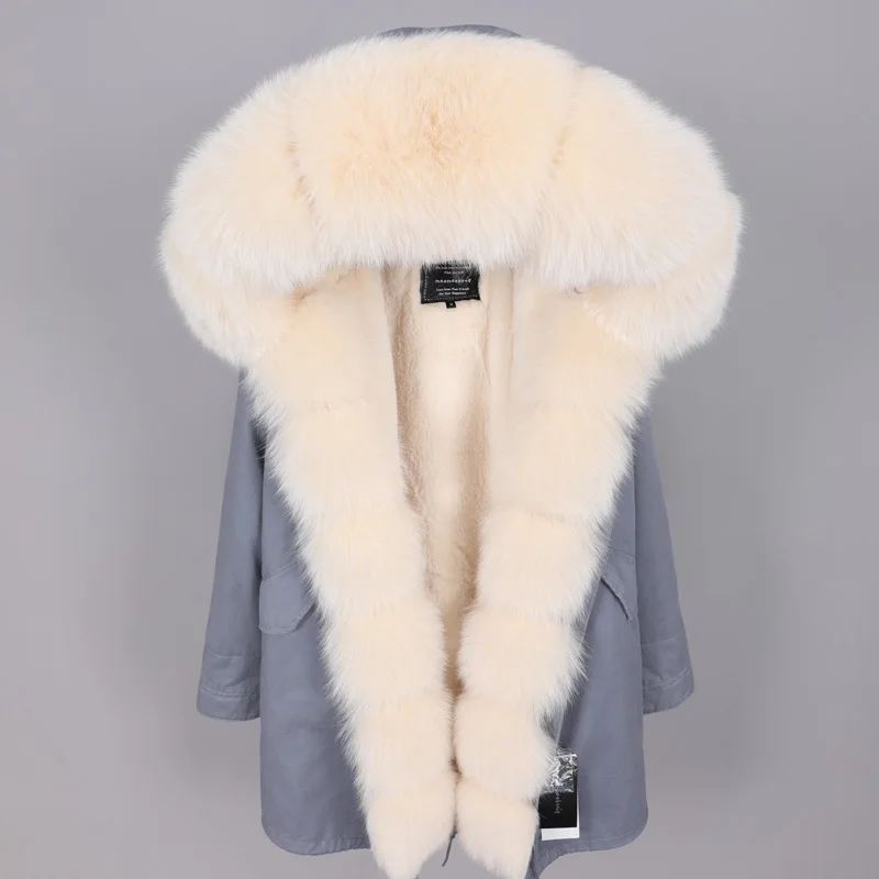 Maomaokong, зимняя теплая Женская одежда, тонкий воротник из лисьего меха, средняя и длинная секция, съемная толстая подкладка, пальто, зимнее пальто - Цвет: 18