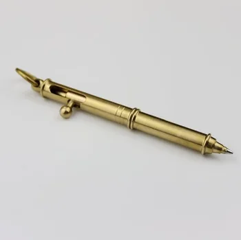 

New Brass Pen Mini Automatic Ballpoint Pen Copper Pen 5pcs/lot