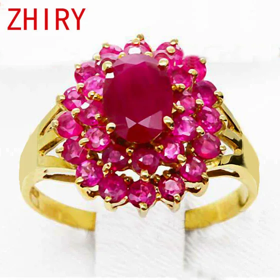 

18K rose Gold ring Natural Ruby Precious stone Fine Jewelry Gem rings Engagement Anniversary woman