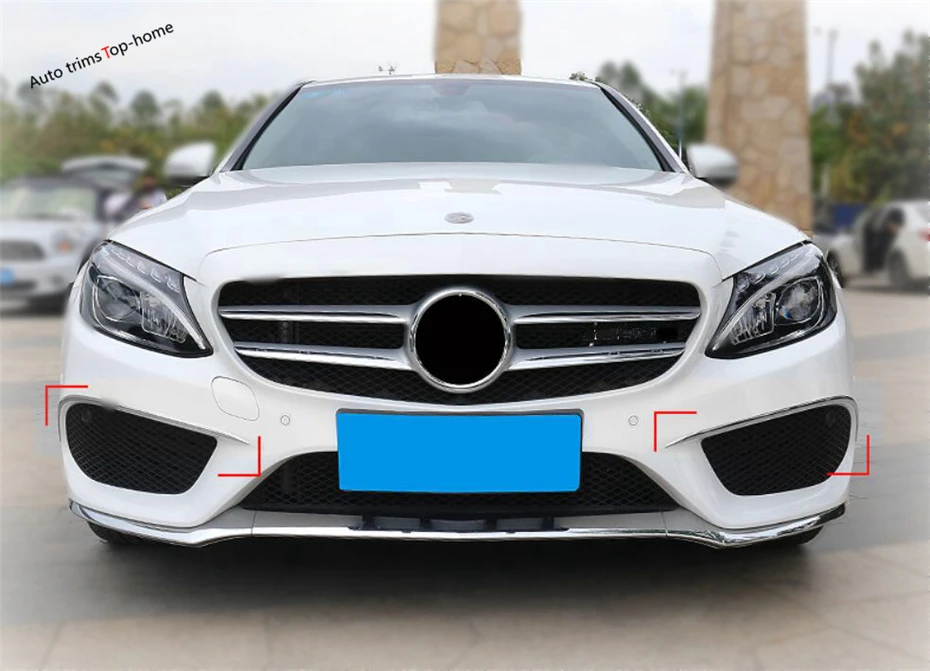 

Yimaautotrims For Mercedes Benz C Class W205 2015 2016 2017 2018 Front Fog Lights Lamp Eyelid Eyebrow Bumper Strip Cover Trim