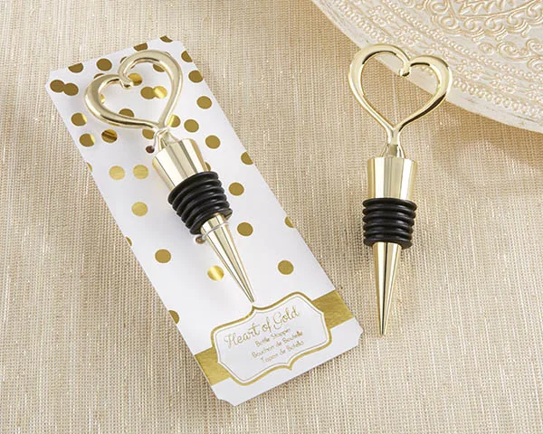Gold Heart Bottle Stopper 4PCS/LOT romantic wedding party favor gift guest present