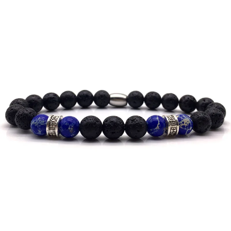 Lava Beaded Men Bracelet New Fashion 2019 Men Bangle