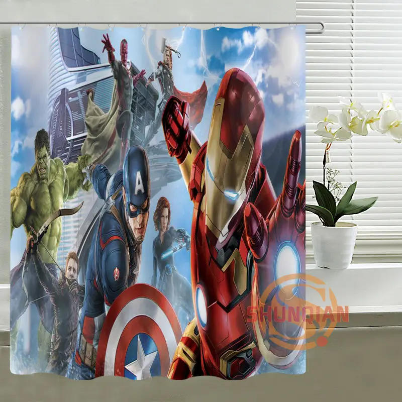 

Avengers Captain America Hulk Iron Man Shower Curtain Personalized Custom Bath curtain Waterproof polyester curtain for family