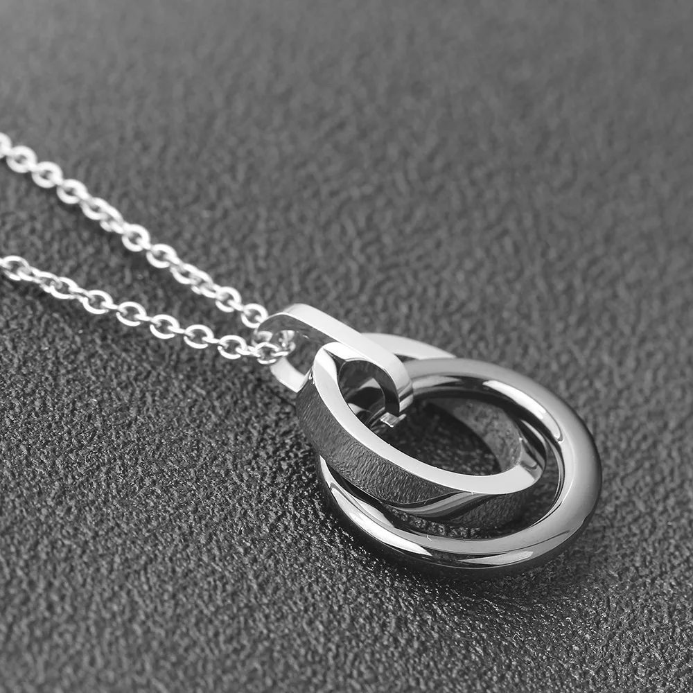 Серебряное черное белое двойное круглое керамическое ожерелье с подвеской из нержавеющей стали Классический Простой стиль подвеска ювелирные изделия для женщин