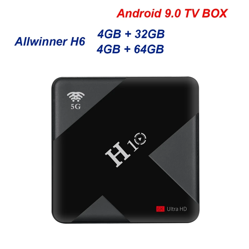 Новый H10 Android 9,0 Smart Tv Box 4 Гб 64 Гб Allwinner H6 quad core 6 K телеприставка двойной Wifi 2,4G/5G Usb3.0 Wifi медиаплеер (ЕС