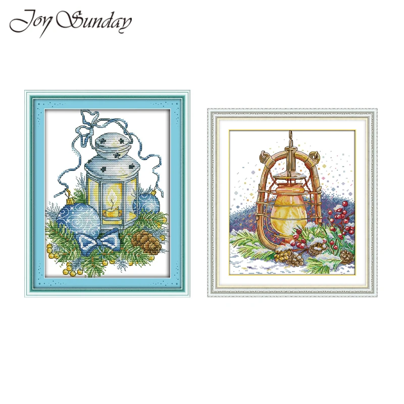 

Joy Sunday Blue Christmas Light Pattern Counted Printed Cross stitch kit 14CT 11CT DMC thread DIY Handwork Embroidery Needlework