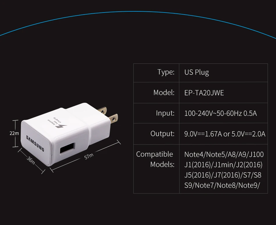 Быстрое зарядное устройство samsung S7 S6 для samsung Galaxy S 6 S 7 edge Plus Note4 5 edge A8 A9 15W Адаптивная Быстрая зарядка 2,0