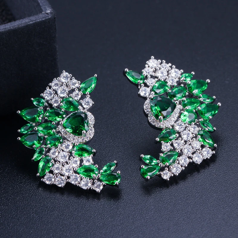 emerald stud earrings -ae225 7