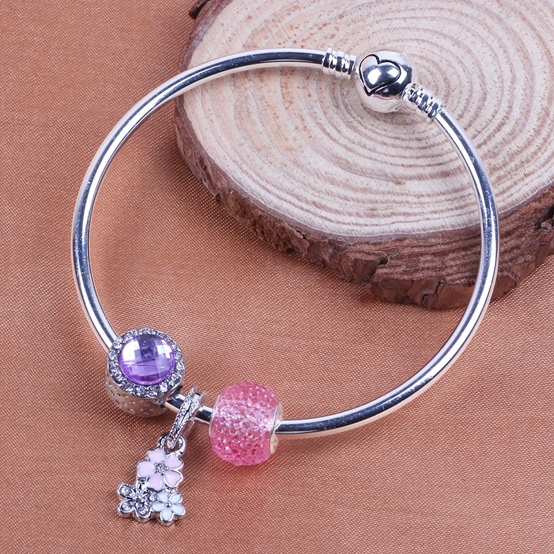 

AIFEILI Fashion Classic Silver Bracelet DIY Charm Pendant Pink For Women Bracelet Gift DIY Jewelry Snake