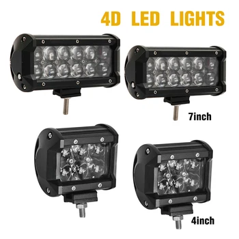 

2PCS LED Bar 4/7 inch LED Light Bar 4D Work Light Combo Beam for Driving Offroad Boat Car Tractor Truck 4x4 SUV 12V 24V