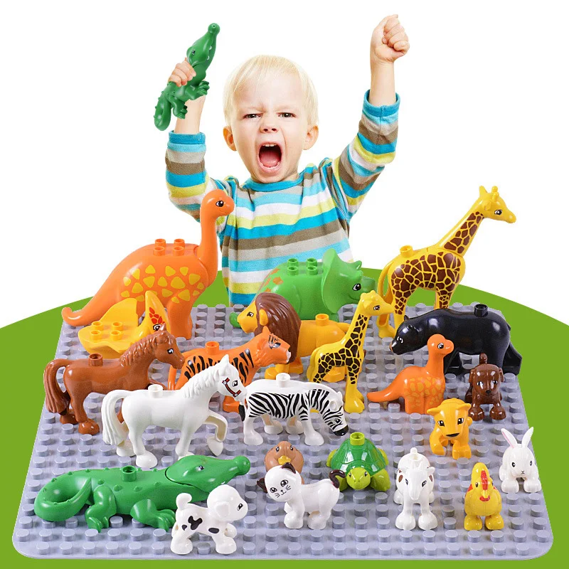 Animal Series Building Blocks Model Figures Animal Collection Big Bricks Toys For Children Gift Compatible With Legoed Duploed