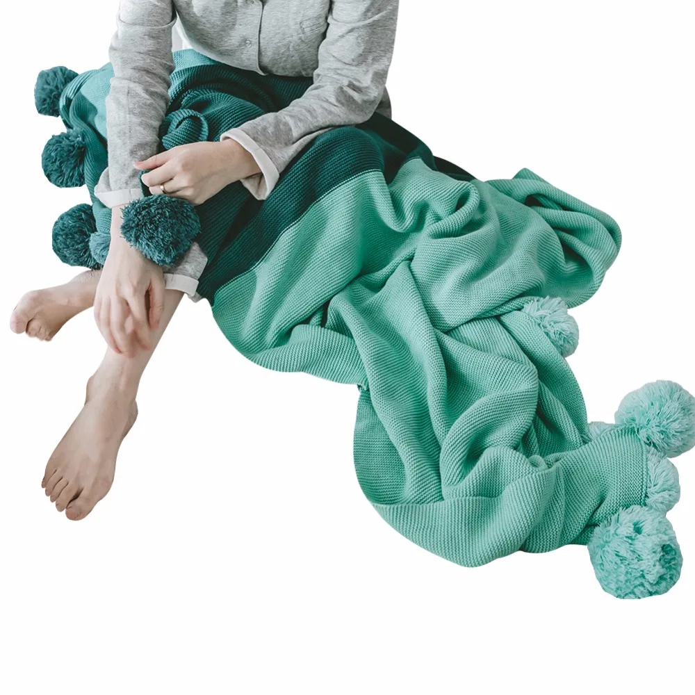 

Green Stitching Ball Pattern Acrylic Soft Knitting 1PC Bed Blanket Blankets For Bed Throw Blanket Machine Washable Home Textile